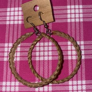 Small Lauhala Hoop Earrings ~ Brand New